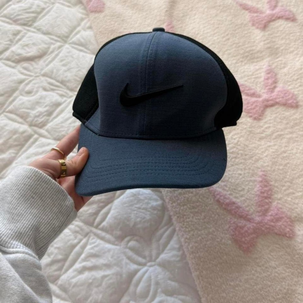 navy and black nike embroidered hat